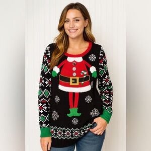 United States Sweaters Holiday Christmas Sweaters Full body Santa‎ 3D Legs XL